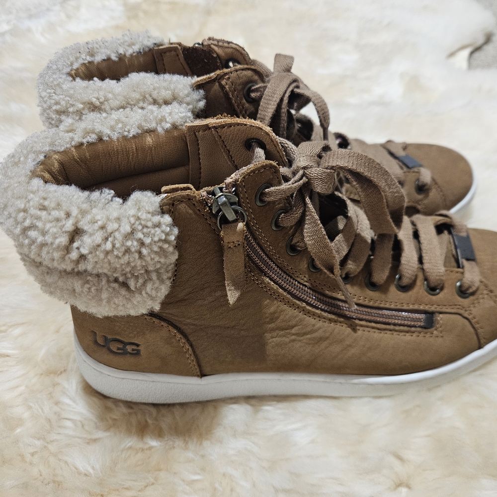 UGG Brown High-Top Sneakers with Shearling